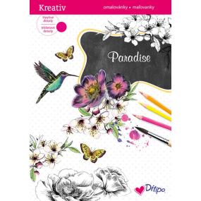 Ditipo Glitter Coloring Pages Paradise 8 Sheets 21 x 30 cm