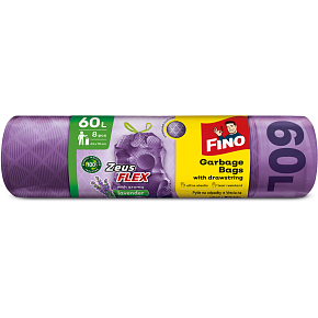 Fino trash bags Zeus Flex Lavender retractable, 35 µ, 63 × 70 cm, 60 l, 8 pcs