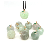 Fluorite green Apple of knowledge pendant, natural stone 2,7 x 15 mm, hand carved genius stone