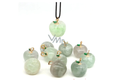Fluorite green Apple of knowledge pendant, natural stone 2,7 x 15 mm, hand carved genius stone