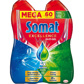 Somat Excellence Duo dishwasher gel, 2× 540 ml, 60 doses Somat Excellence Duo dishwasher gel, 2× 540 ml, 60 doses