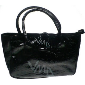 Dove Handbag glossy leather, with decorative button, black 28 x 19 x 9 cm