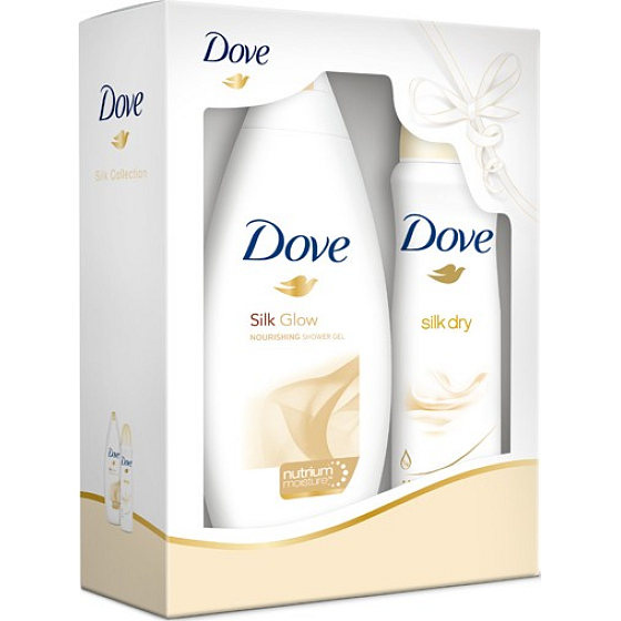 Dove Silk shower gel 250 ml + antiperspirant spray 150 ml, cosmetic set