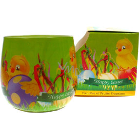 Santo Candles Happy Easter Chickens light green packaging scented candle in glass100 g