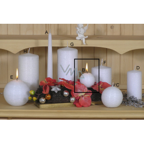Lima Alfa Frosty effect candle white ball 60 mm 1 piece