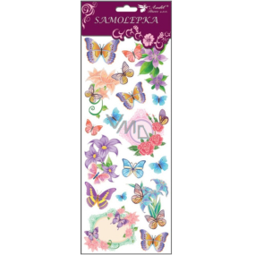 Stickers butterflies and flowers with glitter purple 34.5 x 12.5 cm