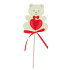 Felt teddy bear with heart beige pick 6.5 cm + skewer
