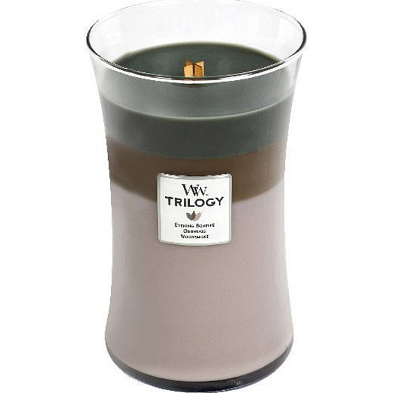 WoodWick Trilogy Cozy Cabin - Cozy Cabin scented candle with a wooden wick and lid glass large 609.5 g