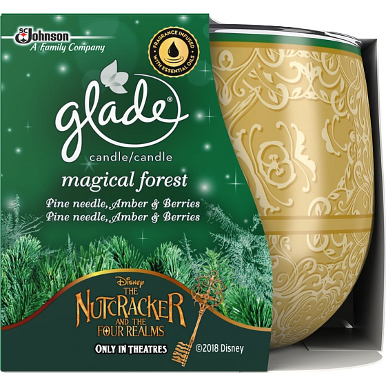 Glade Magical Forest - pine needles, amber and forest fruits scented candle in glass, burning time up to 30 hours 120 g