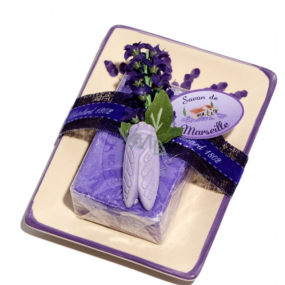 Le Chatelard Lavender ceramic soap dish with toilet soap 100 g