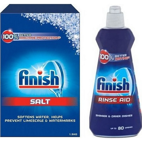 Finish Dishwasher salt 1.5 kg + Shine & Protect Regular polish 400 ml, duopack