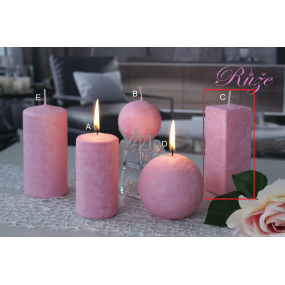 Lima Marble Scent of flowers Rose scented candle pink prism 45 x 120 mm 1 piece