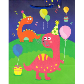 Ditipo Gift paper bag 18 x 23 x 10 cm green-blue Dinosaurs