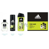 Adidas Pure Game aftershave 50 ml + 3 in 1 shower gel for body, face and hair 250 ml + deodorant spray 150 ml, cosmetic set