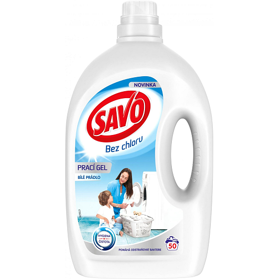 Savo Chlorine-free washing gel for white laundry 50 doses of 2.5 l