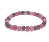 Tourmaline Rubelite pink bracelet elastic natural stone, ball 6 mm / 16-17 cm, guardian of good mood