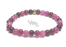 Tourmaline Rubelite pink bracelet elastic natural stone, ball 6 mm / 16-17 cm, guardian of good mood