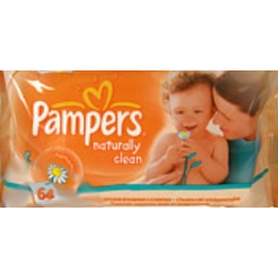 Pampers Naturally Clean Wet wipes 64 pieces