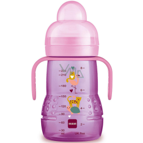 Mam Trainer bottle for easy transition from breastfeeding or bottle to cup 4+ months Purple 220 ml