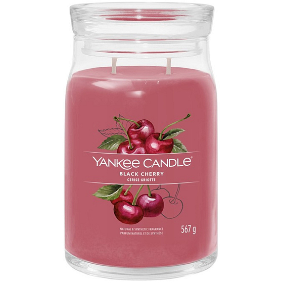 Yankee Candle Black Cherry - Ripe cherry scented candle Signature large glass 2 wicks 567 g