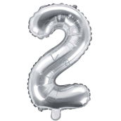 Ditipo Inflatable foil balloon number 2 silver 35 cm 1 piece