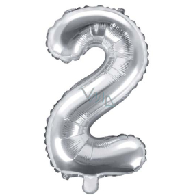 Ditipo Inflatable foil balloon number 2 silver 35 cm 1 piece