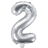 Ditipo Inflatable foil balloon number 2 silver 35 cm 1 piece