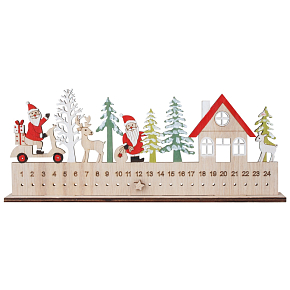 Advent calendar wooden Santa 25 x 10 cm