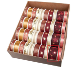 Ditipo Fabric Christmas ribbon with wire Dark red with gold stars 2 m x 40 mm