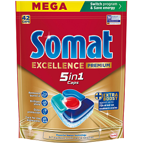 Somat Dishwasher Tablets Excellence Premium 5in1, 42 pcs