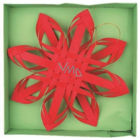 Snowflake red 23 cm Veneer decoration