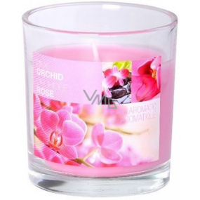 Bolsius Aromatic Pink Orchid - Pink orchid scented candle in glass 72 x 80 mm 320 g burning time 39 hours