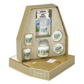 Yankee Candle Clean Cotton Classic small glass scented candle 1 x 104 g + votive scented candle 2 x 49 g + scented aroma lamp wax 2 x 22 g gel scented car tag 1 x 30 g Christmas gift set