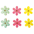 Flowers with wooden peg 4 cm, 6 pieces