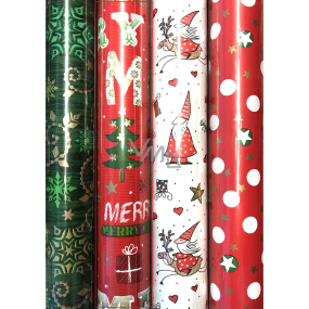 Zöwie Gift wrapping paper 70 x 500 cm Christmas red green banner, trees, snowman