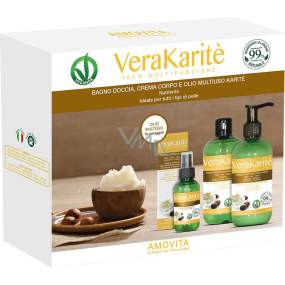 Amovita Vera Karité - Shea butter body oil 100 ml + body cream 250 ml + shower gel 250 ml, cosmetic set