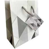 Nekupto Gift paper bag 14 x 11 x 6.5 cm Gray triangles 2002 02 KFS