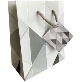 Nekupto Gift paper bag 14 x 11 x 6.5 cm Gray triangles 2002 02 KFS