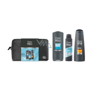 Dove Men + Care shower gel 250 ml + hair shampoo 250 ml + deodorant spray 150 ml + case, cosmetic set for men