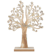 Wooden tree with golden stars 22 x 30 cm with LED lights