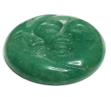 Avanturine green sun face and moon hand carved natural stone 5 cm, lucky stone