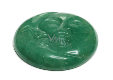 Avanturine green sun face and moon hand carved natural stone 5 cm, lucky stone