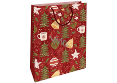 Nekupto Gift paper bag 32,5 x 26 x 13 cm Christmas trees red