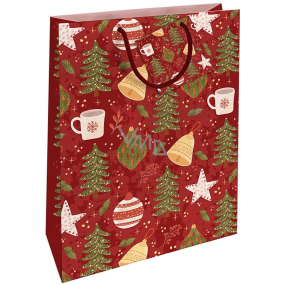 Nekupto Gift paper bag 32,5 x 26 x 13 cm Christmas trees red