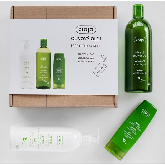 Ziaja Olive oil shower gel 500 ml + body lotion 400 ml + hand and nail cream 80 ml, cosmetic set