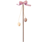 Decorative pom pom with bow and eggs pink 21 cm