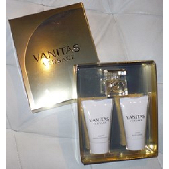 Versace Vanitas perfumed water for women 4.5 ml + body lotion 25 ml + shower gel 25 ml, gift set