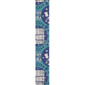 Nekupto Gift wrapping paper 70 x 200 cm Christmas Blue cottage, church