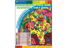 Coloring book by numbers with 10 clowns 29 x 24 cm