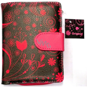 Albi Original Design leatherette purse Pink flowers 10 x 13 cm